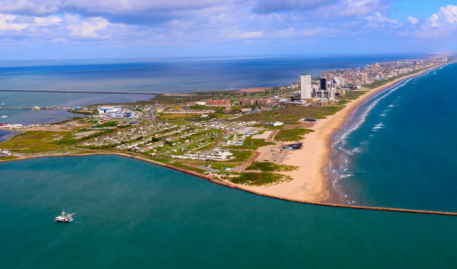 South Padre recreational activities from the air