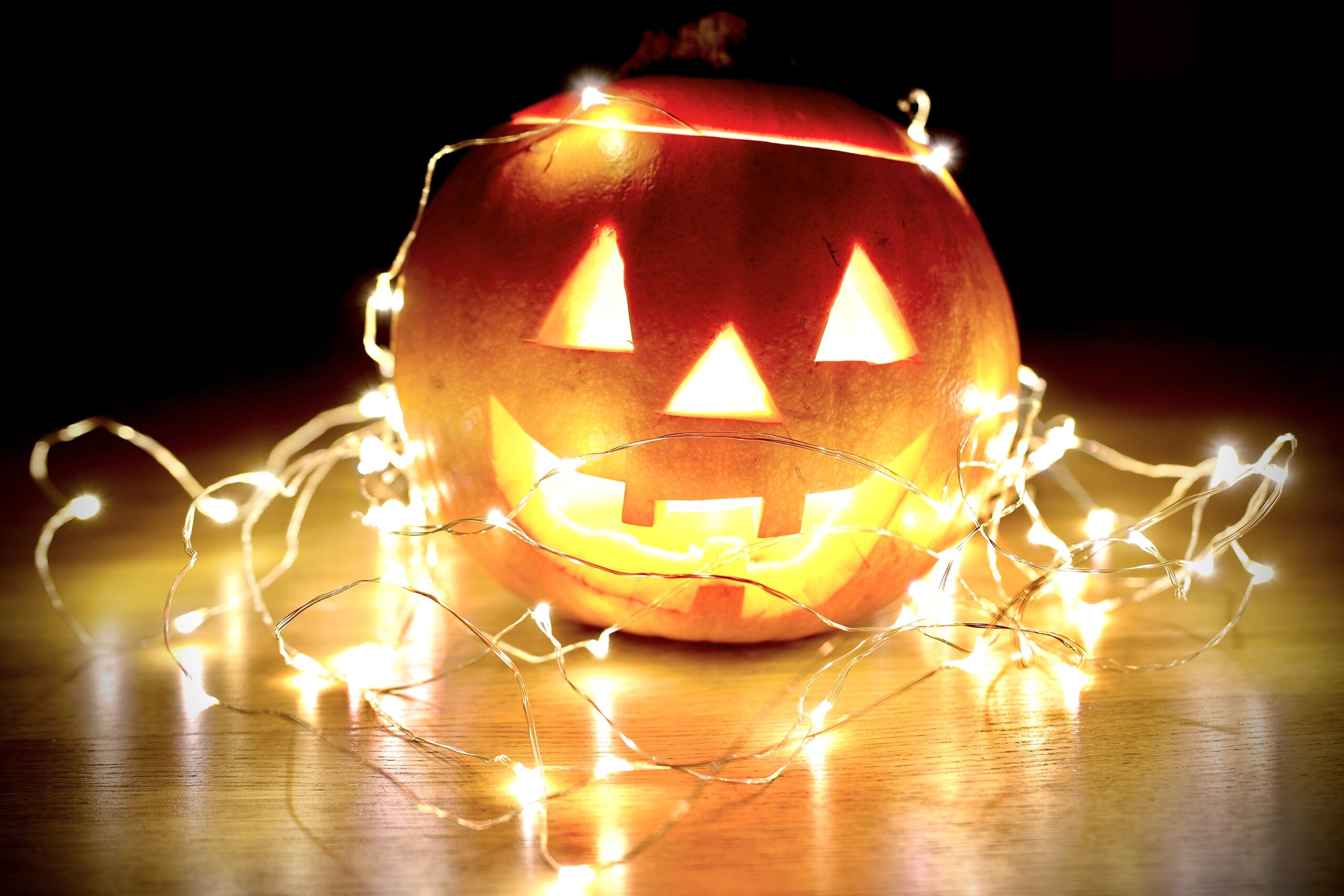 jack o lantern with fairy lights