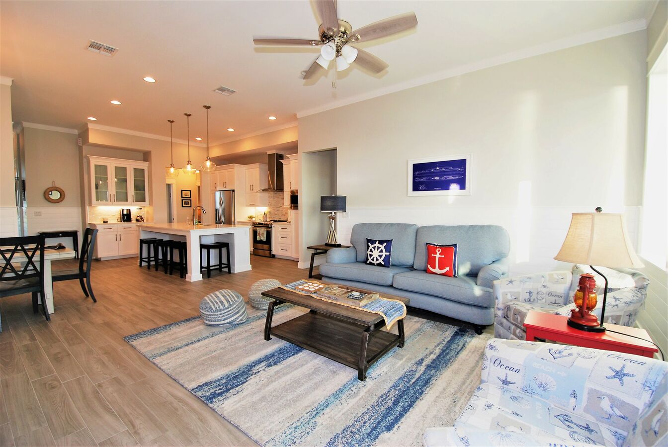 The living room of this Santa Barbara Vacation property