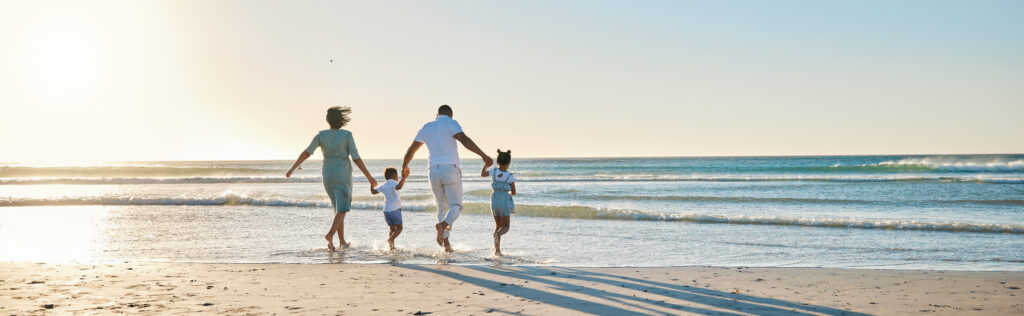 family on beach